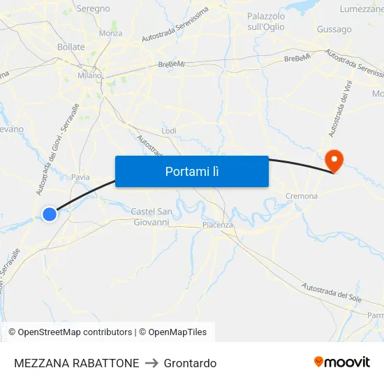 MEZZANA RABATTONE to Grontardo map