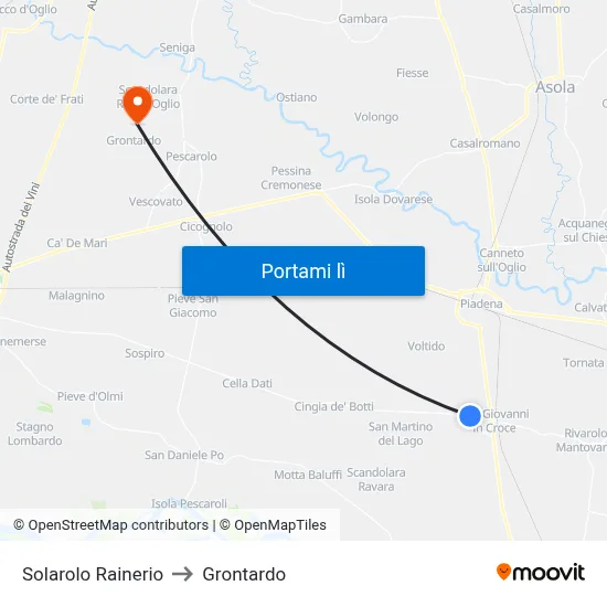 Solarolo Rainerio to Grontardo map