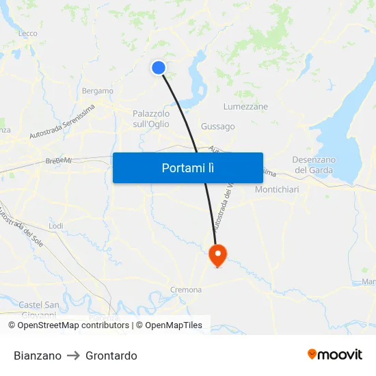 Bianzano to Grontardo map