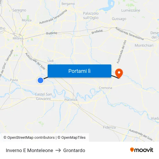 Inverno E Monteleone to Grontardo map