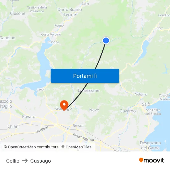 Collio to Gussago map