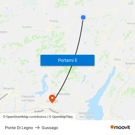Ponte Di Legno to Gussago map