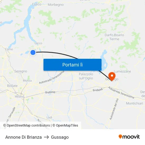 Annone Di Brianza to Gussago map