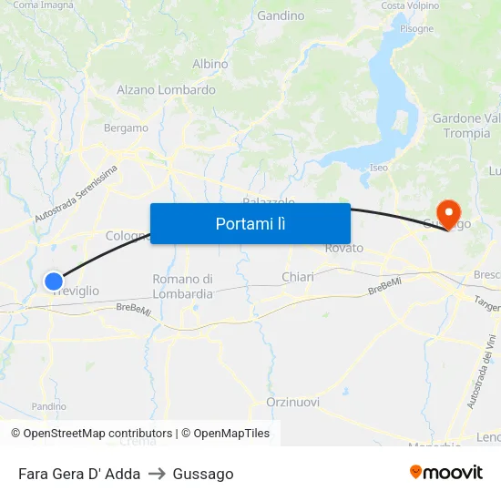 Fara Gera D' Adda to Gussago map