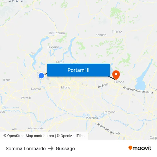 Somma Lombardo to Gussago map