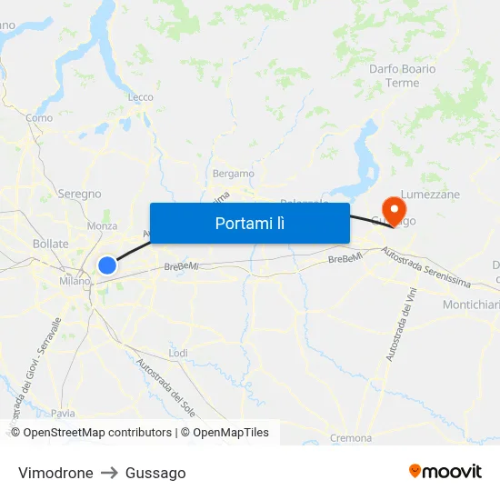 Vimodrone to Gussago map