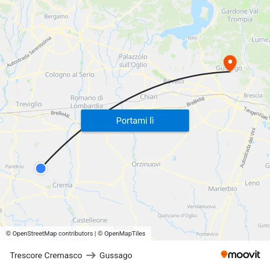 Trescore Cremasco to Gussago map