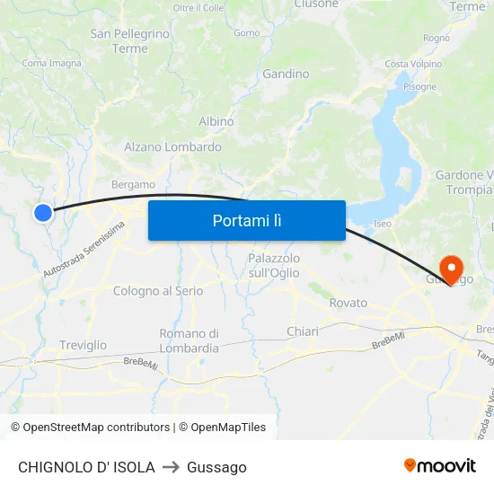 CHIGNOLO D' ISOLA to Gussago map