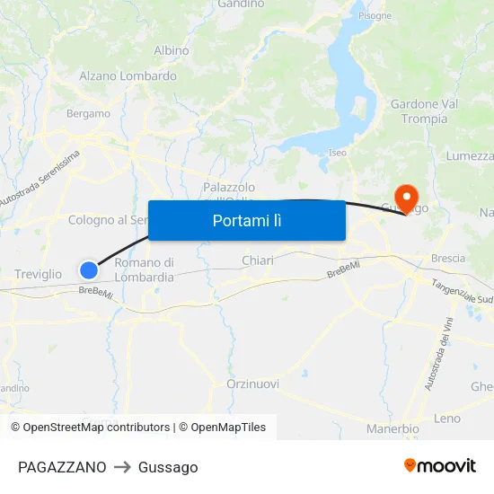 PAGAZZANO to Gussago map