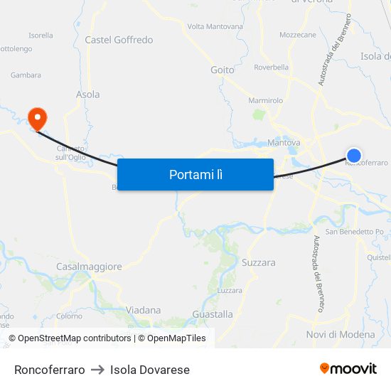 Roncoferraro to Isola Dovarese map
