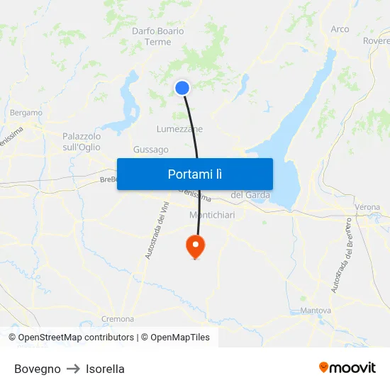 Bovegno to Isorella map