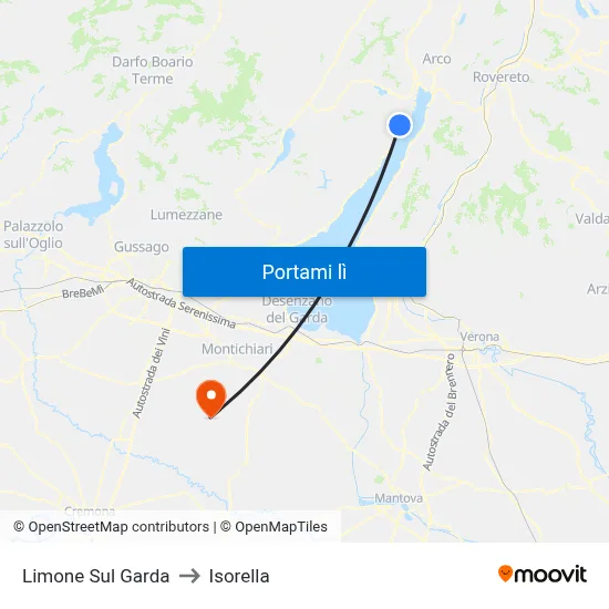 Limone Sul Garda to Isorella map