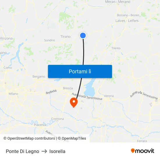 Ponte Di Legno to Isorella map