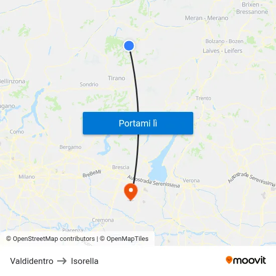 Valdidentro to Isorella map