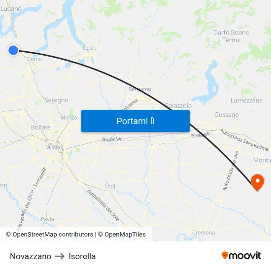 Novazzano to Isorella map