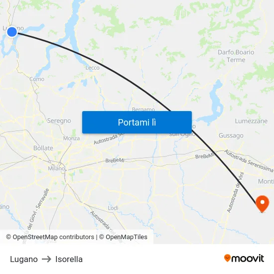 Lugano to Isorella map