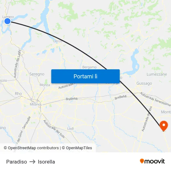 Paradiso to Isorella map