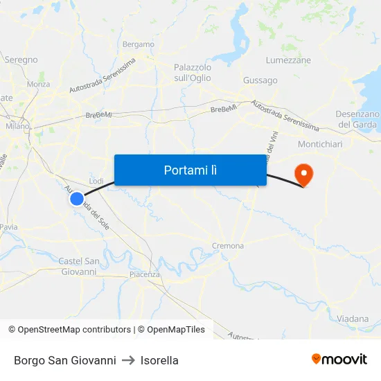 Borgo San Giovanni to Isorella map