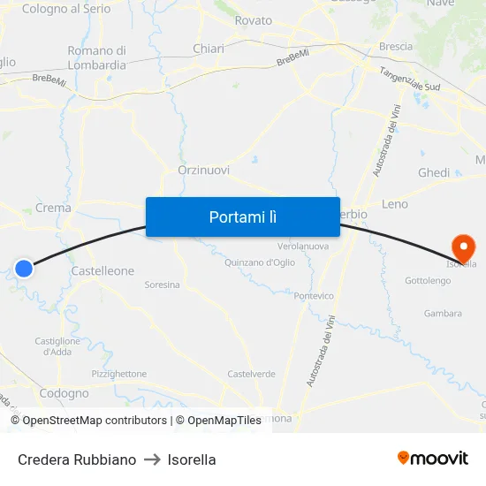 Credera Rubbiano to Isorella map