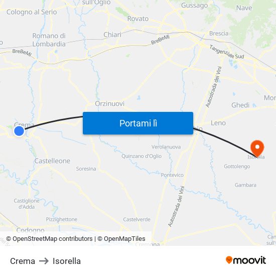 Crema to Isorella map