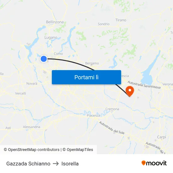 Gazzada Schianno to Isorella map