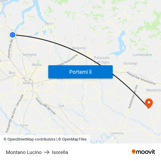 Montano Lucino to Isorella map