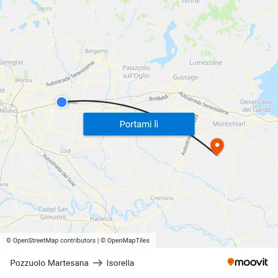 Pozzuolo Martesana to Isorella map
