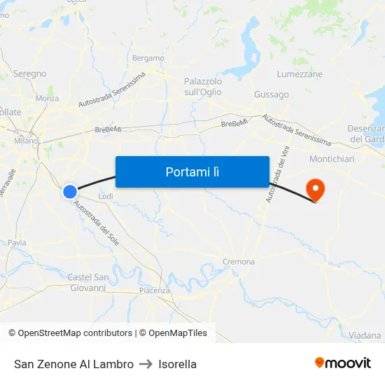 San Zenone Al Lambro to Isorella map