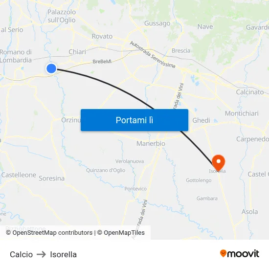 Calcio to Isorella map