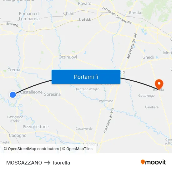 MOSCAZZANO to Isorella map
