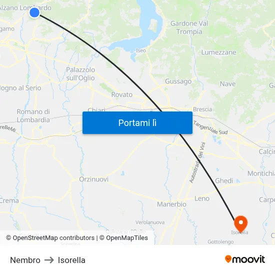 Nembro to Isorella map