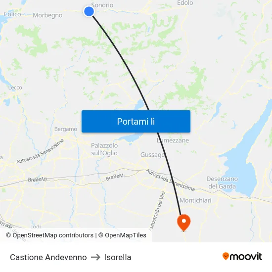 Castione Andevenno to Isorella map