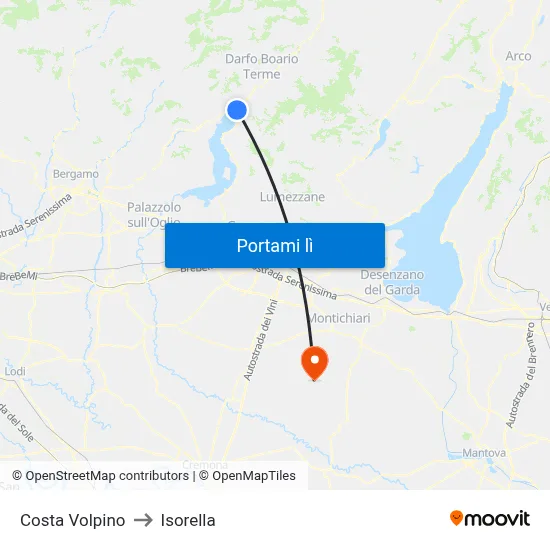 Costa Volpino to Isorella map