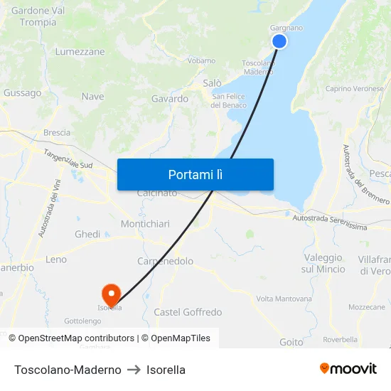 Toscolano-Maderno to Isorella map