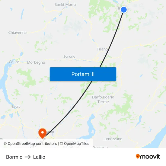 Bormio to Lallio map