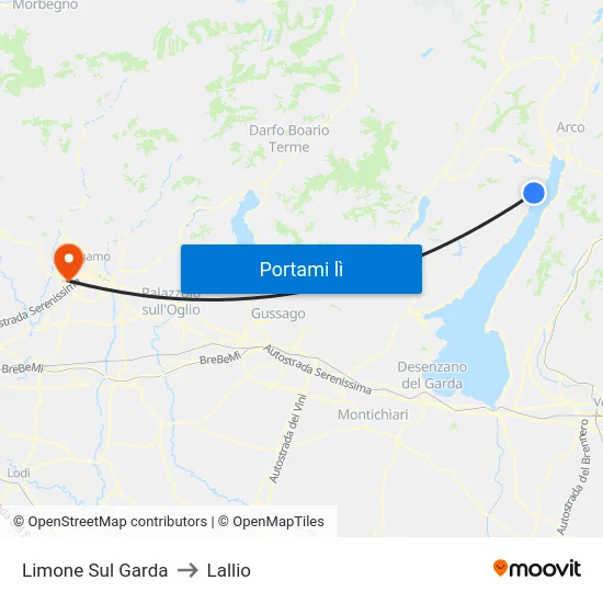 Limone Sul Garda to Lallio map