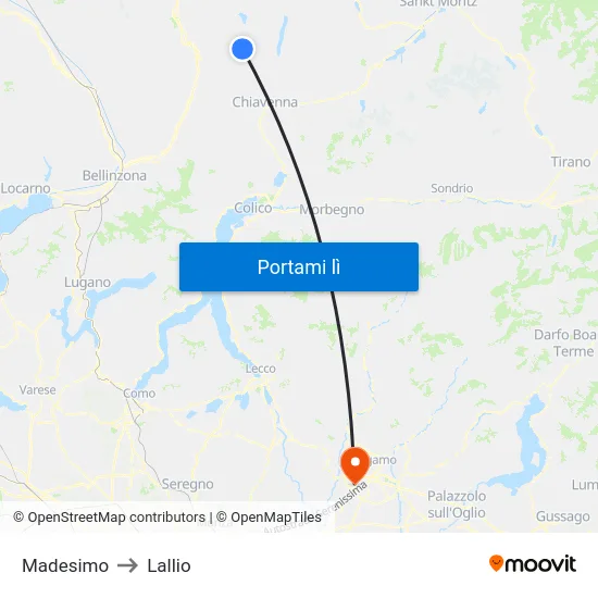 Madesimo to Lallio map