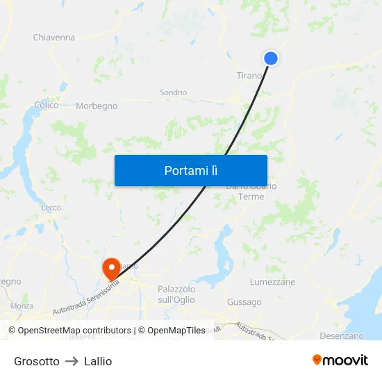 Grosotto to Lallio map