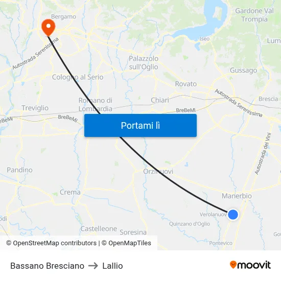 Bassano Bresciano to Lallio map