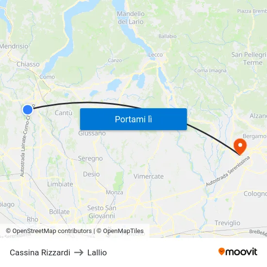 Cassina Rizzardi to Lallio map