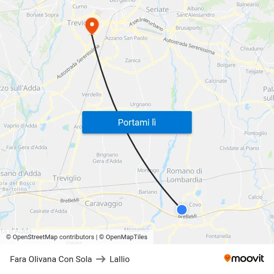 Fara Olivana Con Sola to Lallio map