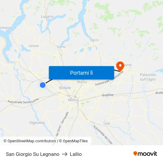 San Giorgio Su Legnano to Lallio map