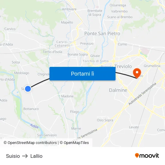 Suisio to Lallio map