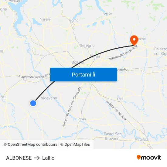 ALBONESE to Lallio map
