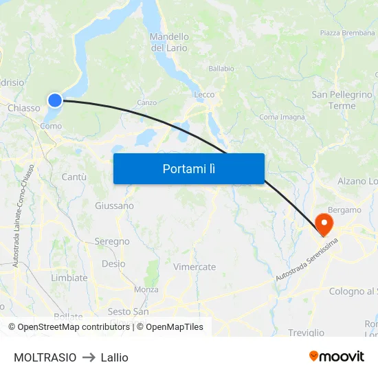 MOLTRASIO to Lallio map