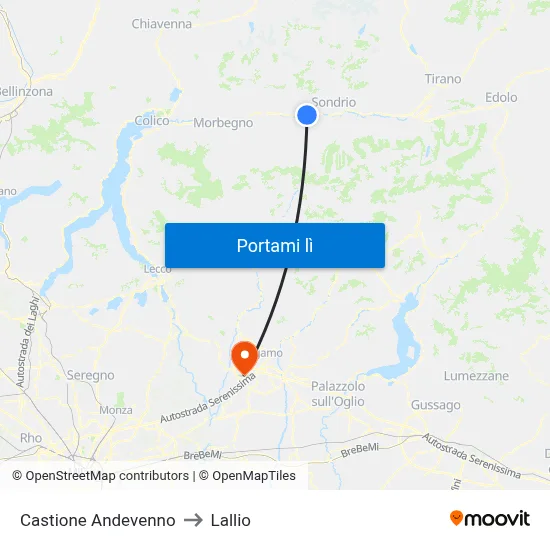 Castione Andevenno to Lallio map