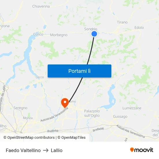 Faedo Valtellino to Lallio map