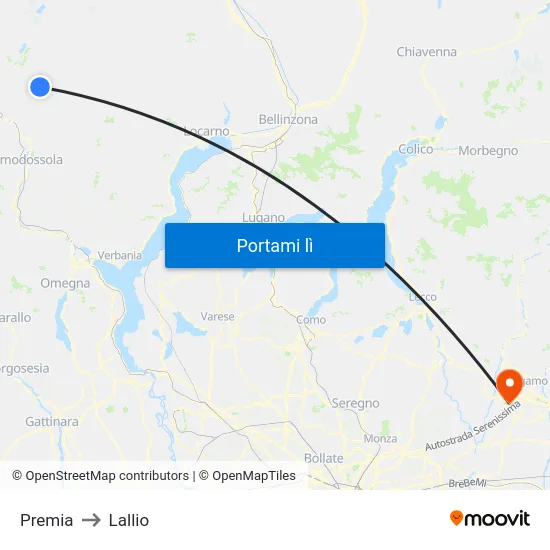 Premia to Lallio map