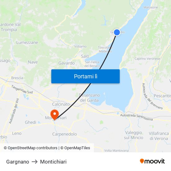 Gargnano to Montichiari map