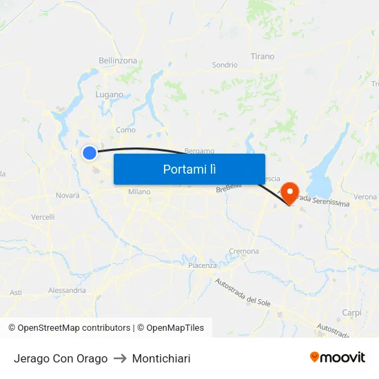 Jerago Con Orago to Montichiari map